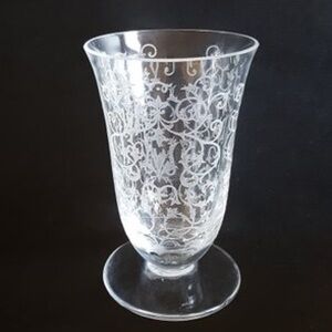 Baccarat Glass Crystal Vase France Mid-Century Etched